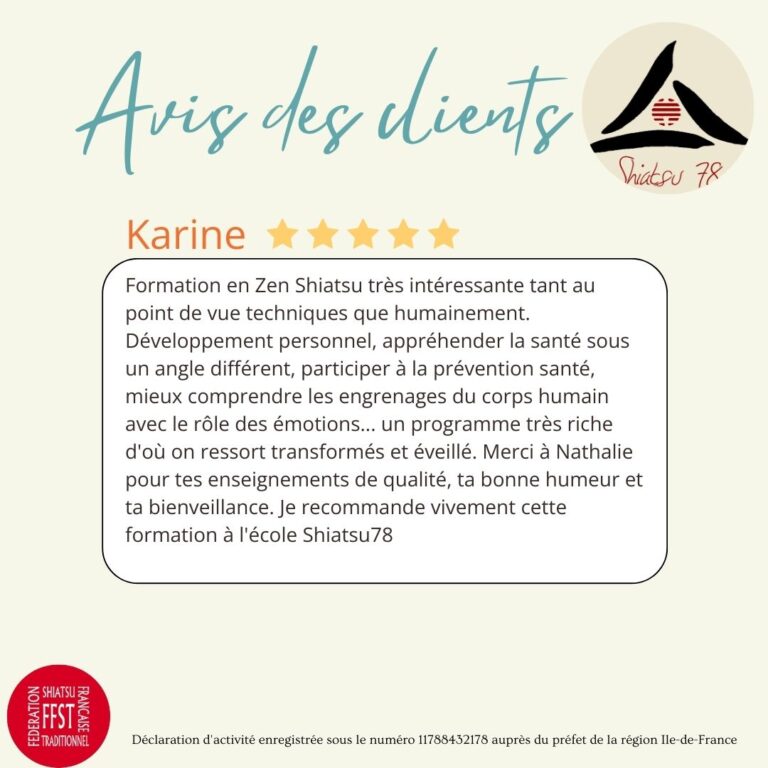 Avis d'une stagiaire qui a suivi la formation shiatsu 3 ans